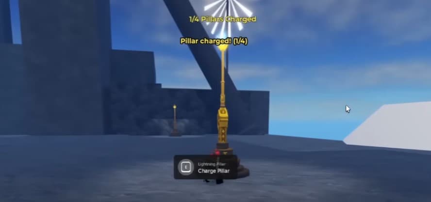 Rainbow Sky Island pillar summon — slot Divine Sparks to light all four pillars
